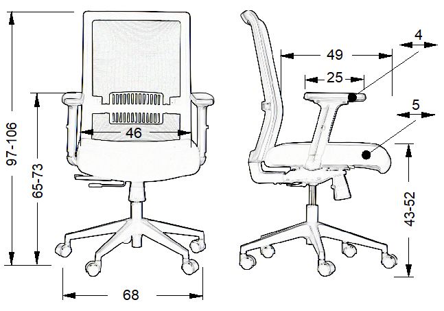 Fotel biurowy Riverton-wymiary